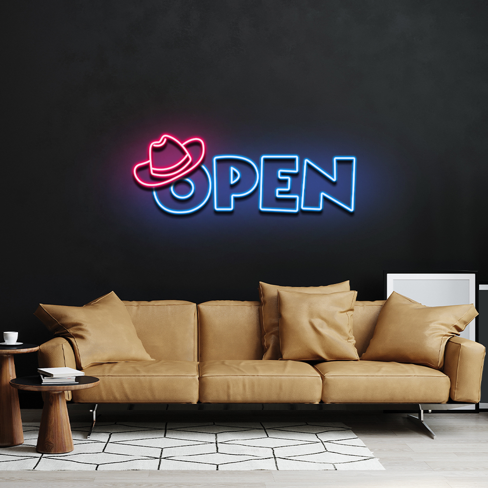 Open Cowboy Neon Sign