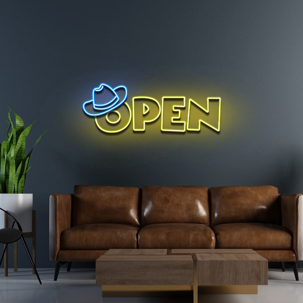 Open Cowboy Neon Sign