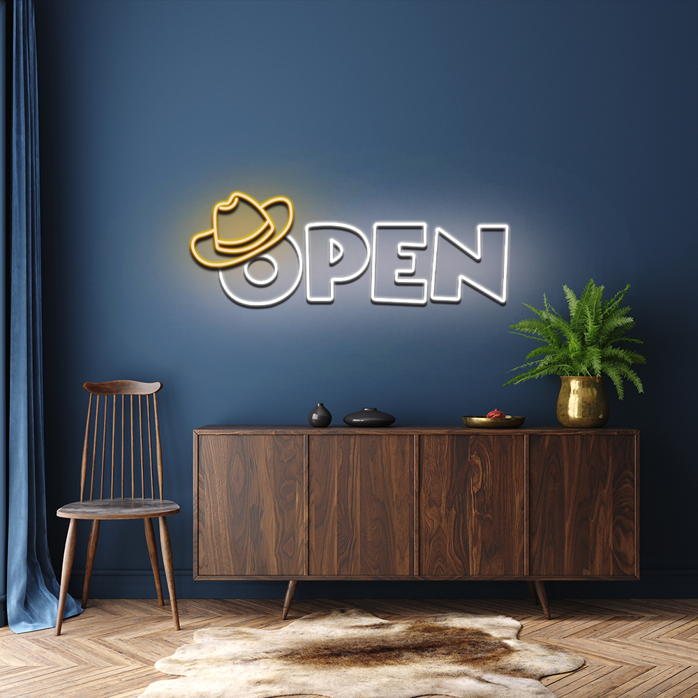 Open Cowboy Neon Sign