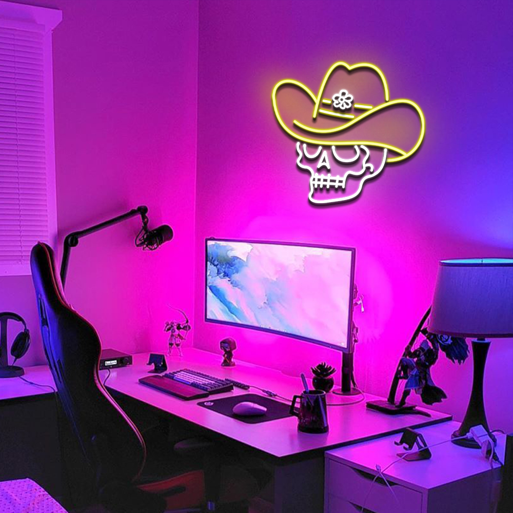 Skull neon sign