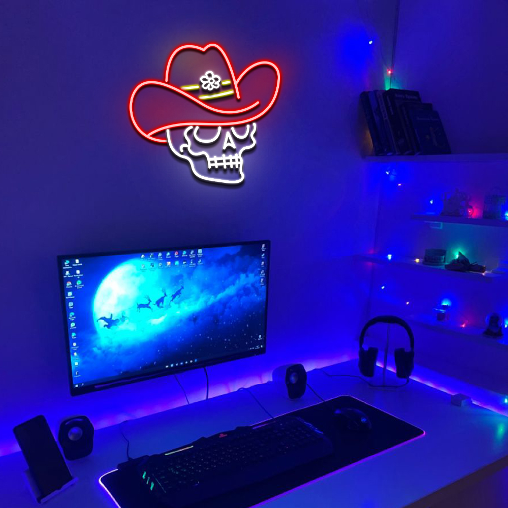 Skull neon sign