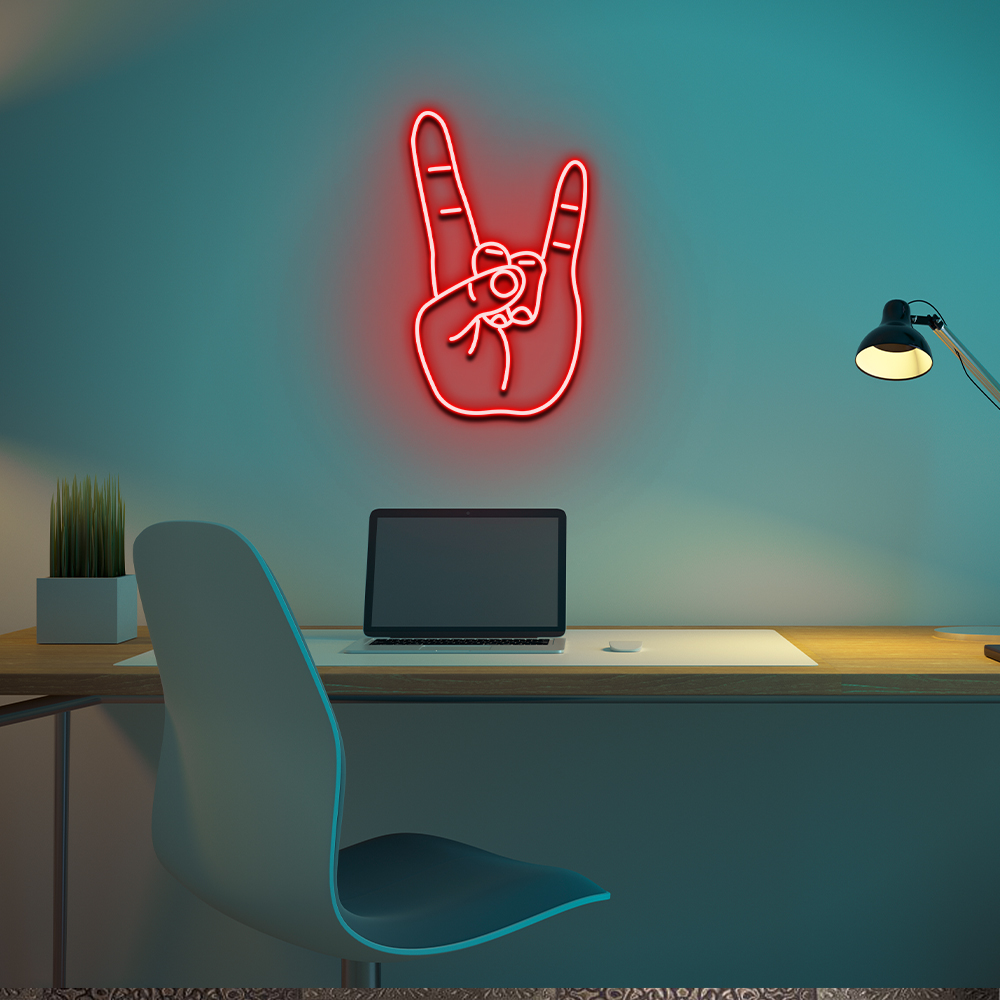 Rock On Hand Neon Sign