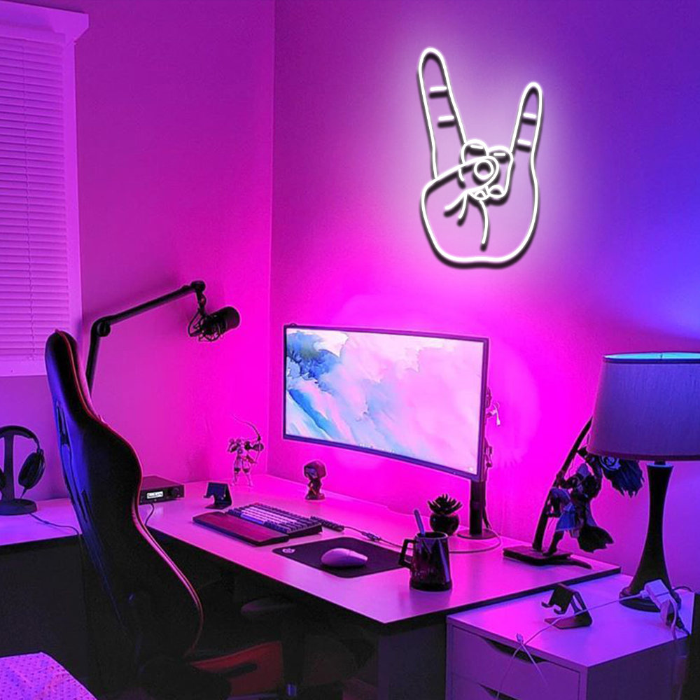 Rock On Hand Neon Sign