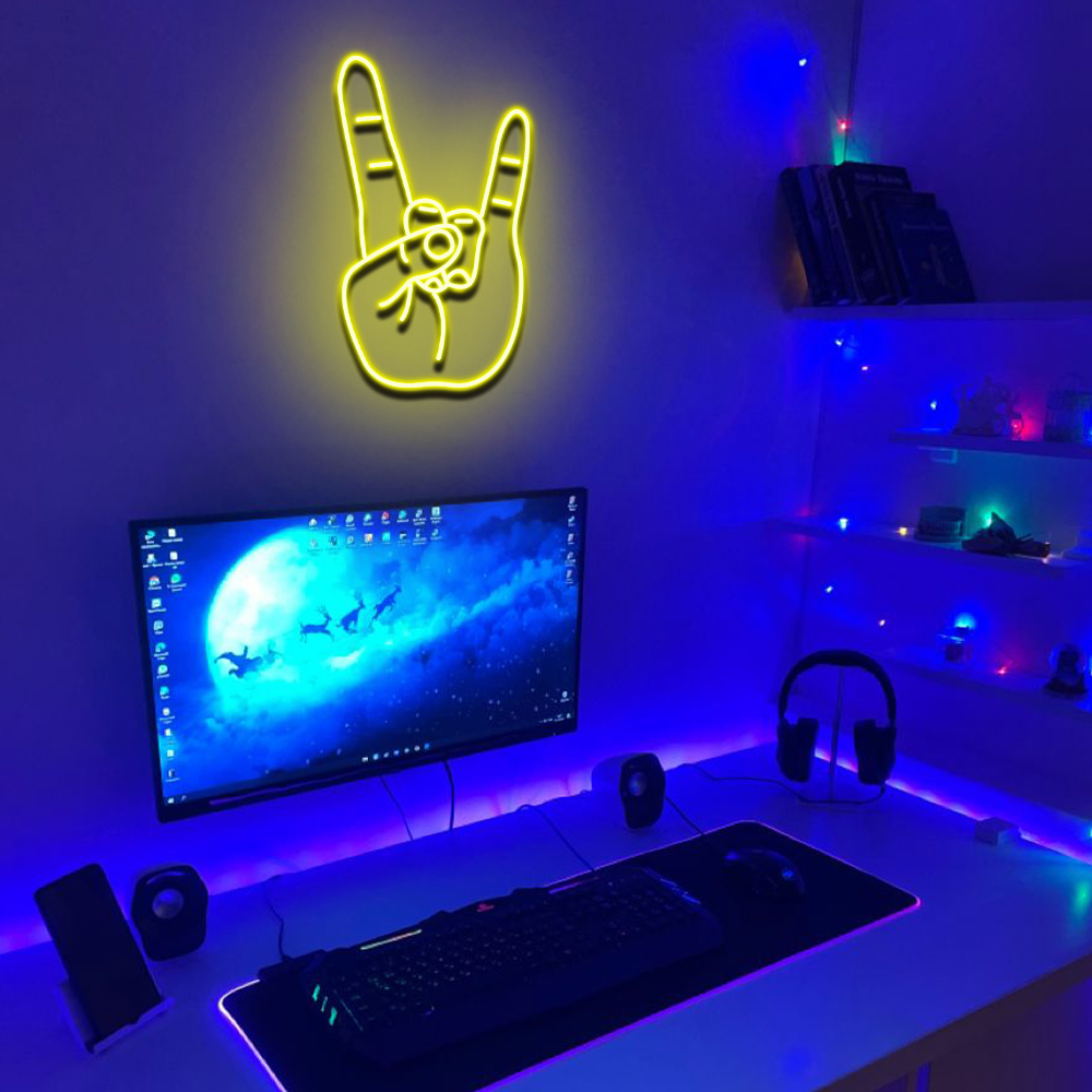 Rock On Hand Neon Sign