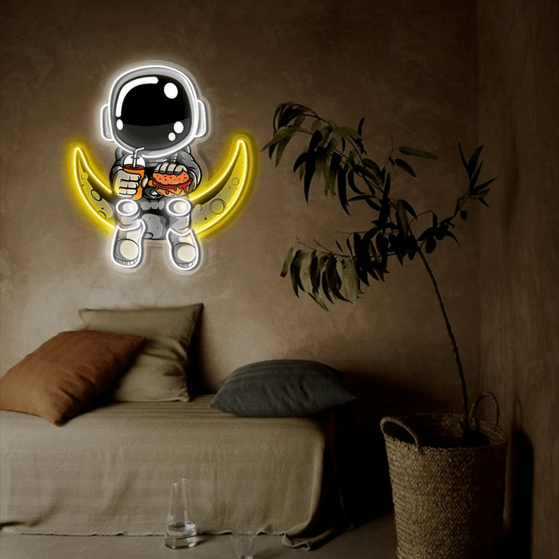 Astronaut on Moon Custom Neon Sign