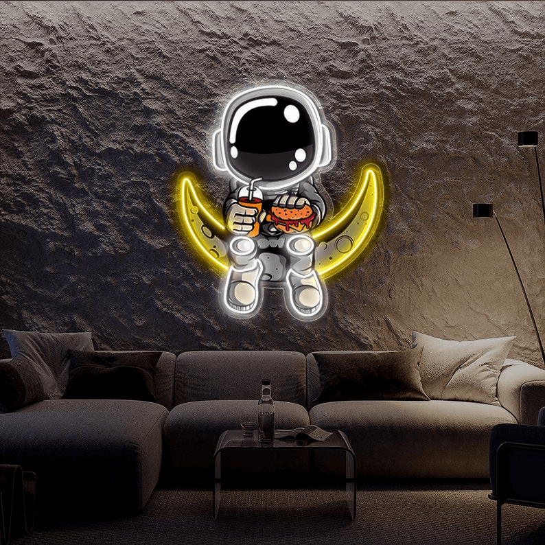 Astronaut on Moon Custom Neon Sign