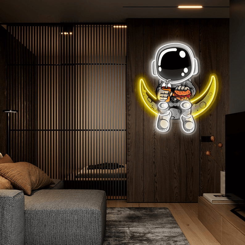 Astronaut on Moon Custom Neon Sign