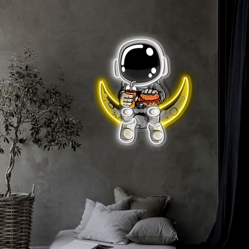 Astronaut on Moon Custom Neon Sign