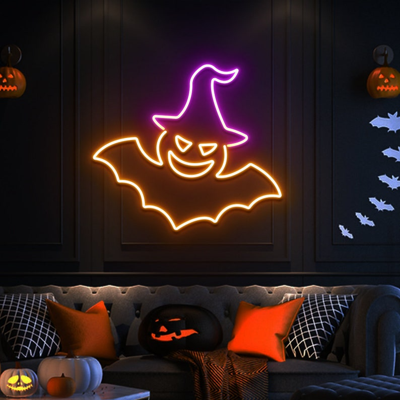 Custom Witch Bat Neon Sign