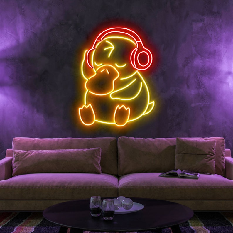 Duck with Headphones Neon Led Sign