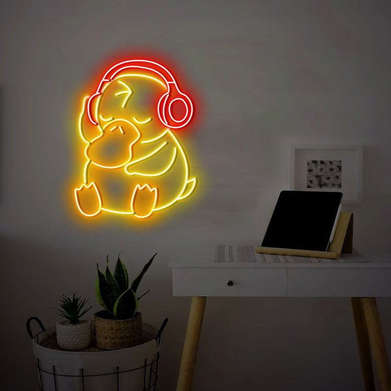 Duck with Headphones Neon Led Sign
