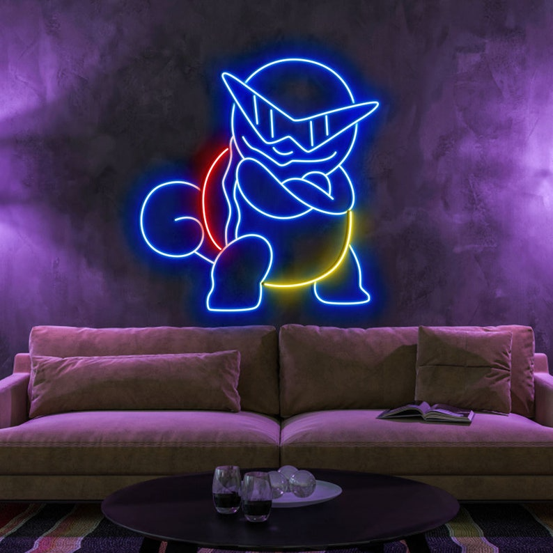 Pokemon Squirtle With Glasses Neon Led Sign