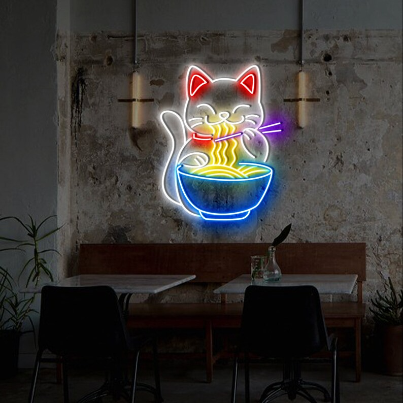 Cat Eat Ramen Neon Sign