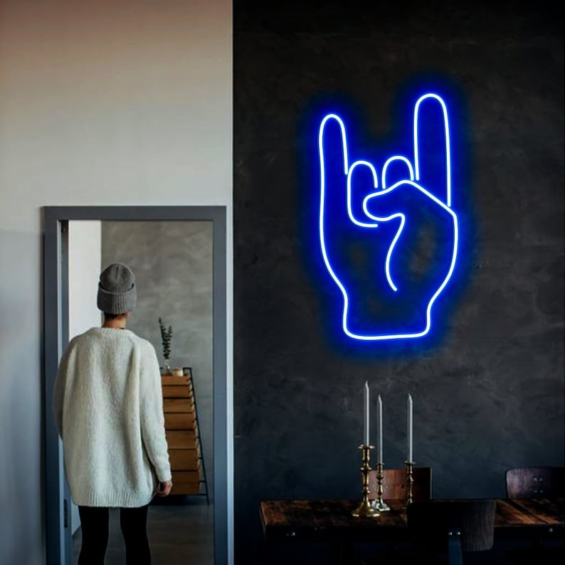 Rock Neon Sign - Custom Personalised LED Neon Signs, Handmade Neon Light