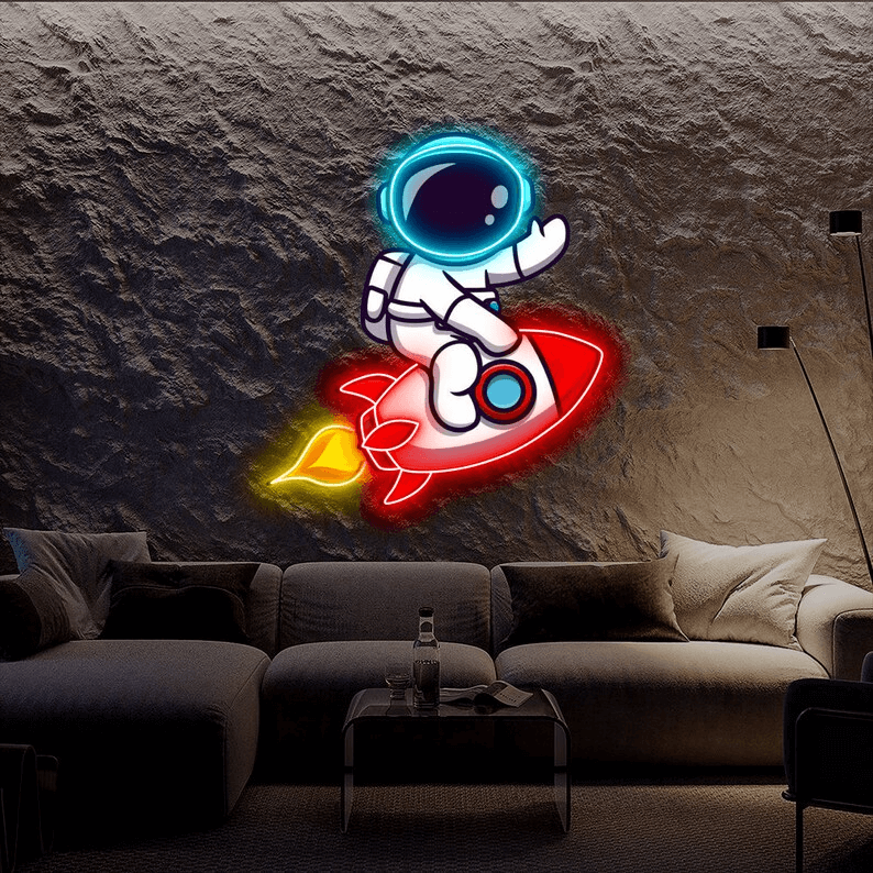 Rocket Astronaut Custom Neon Sign