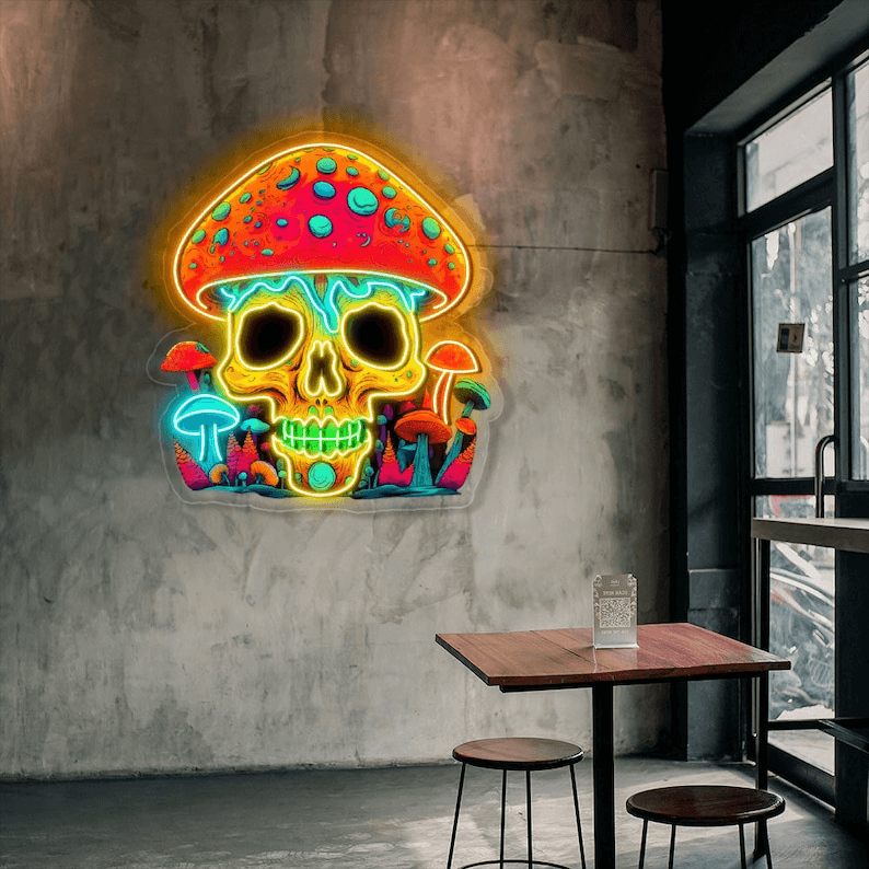 Skull Mushroom Custom Neon Sign