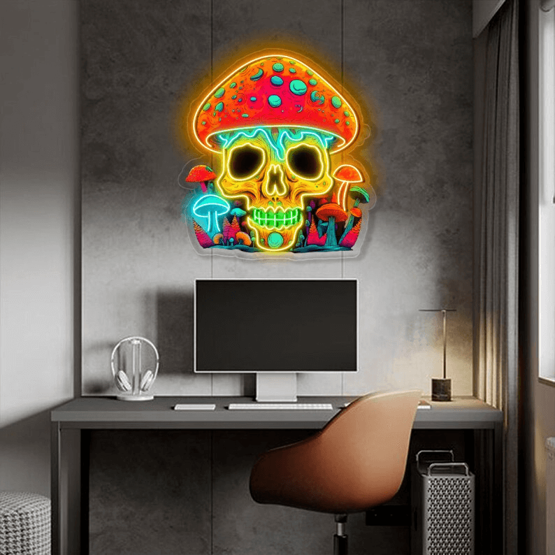 Skull Mushroom Custom Neon Sign