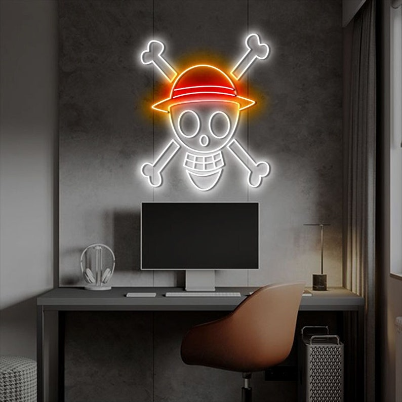 One Piece Neon Led Sign Straw Hat Skull Neon Led Sign