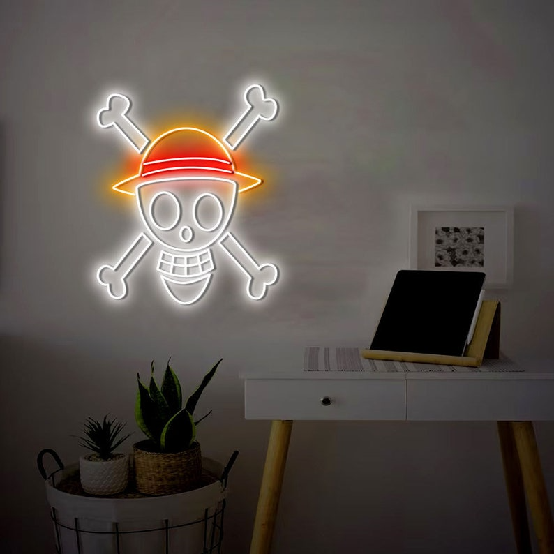 One Piece Neon Led Sign Straw Hat Skull Neon Led Sign