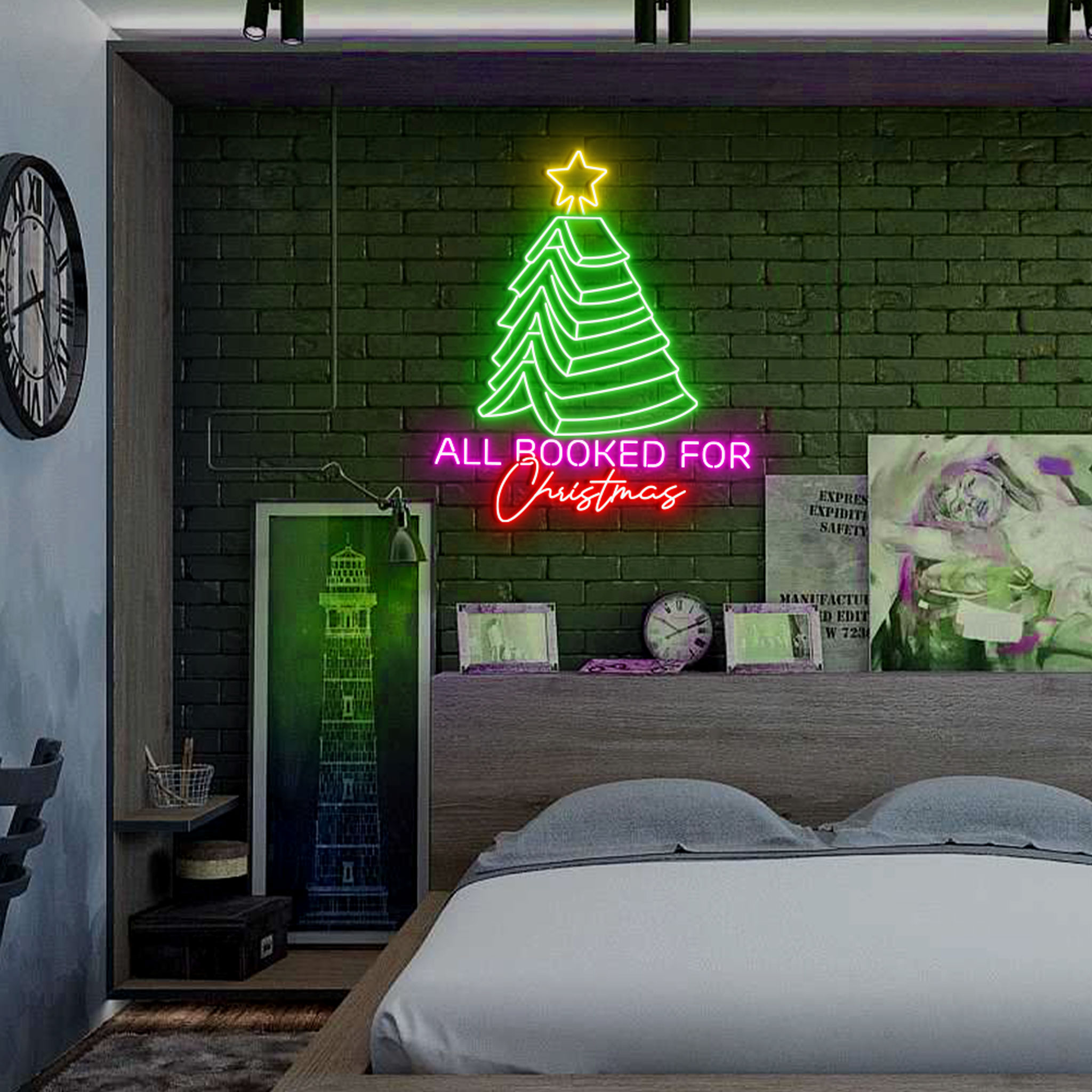 All Booked For Christmas Neon Sign