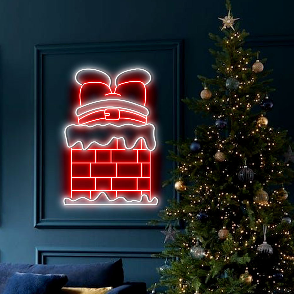 Christmas Santa Chimney Neon Sign