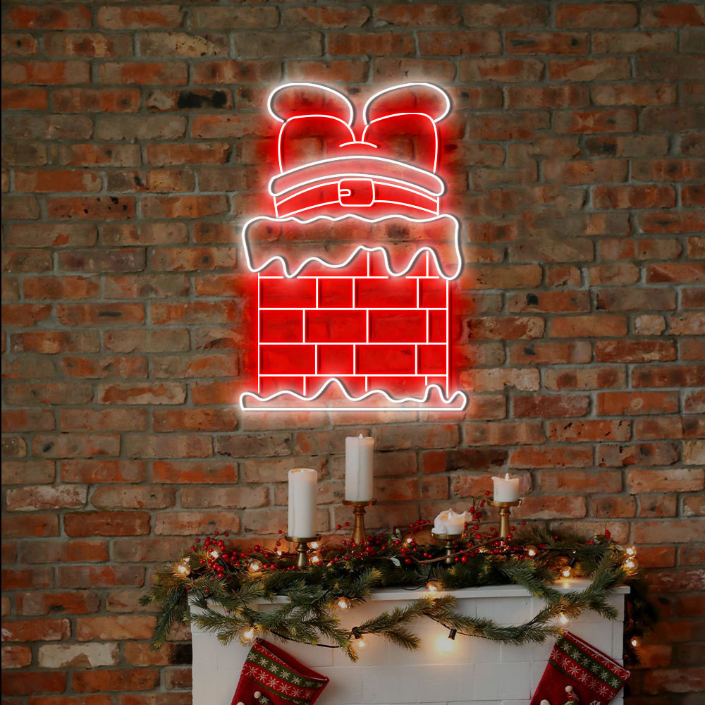 Christmas Santa Chimney Neon Sign