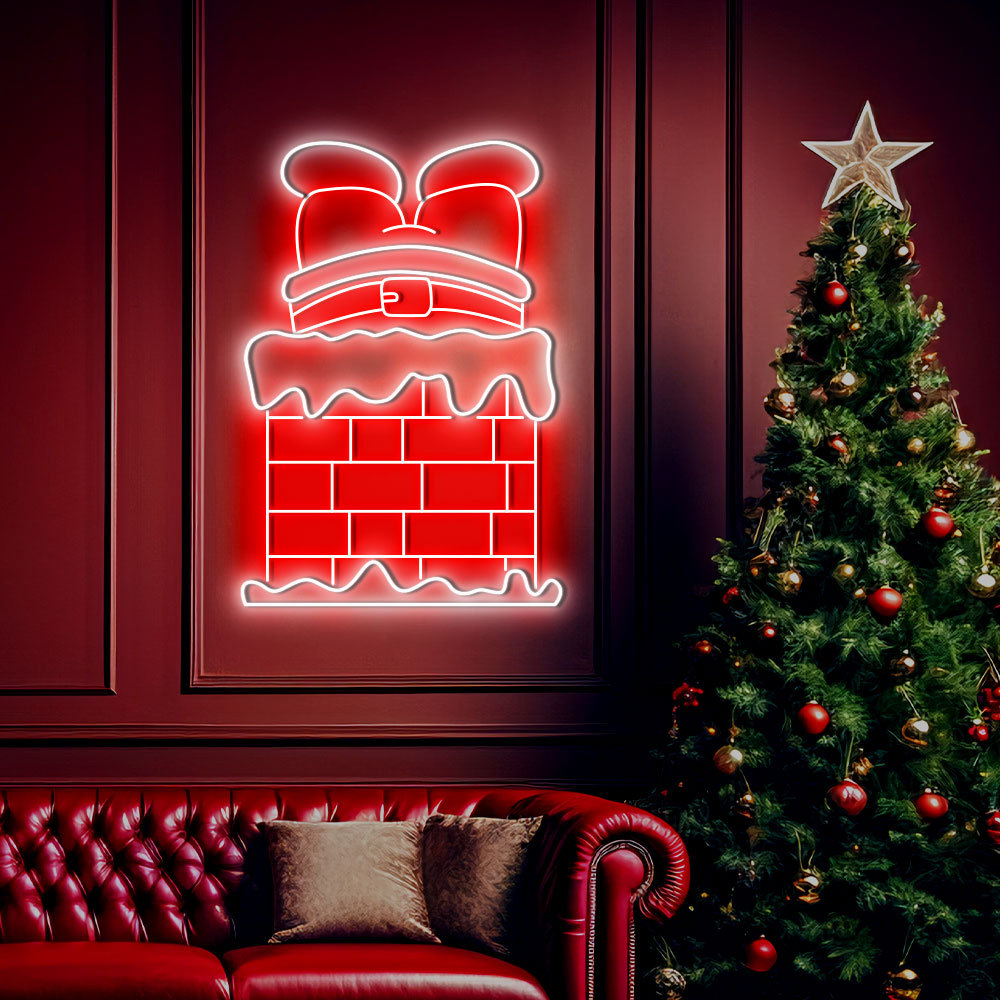 Christmas Santa Chimney Neon Sign