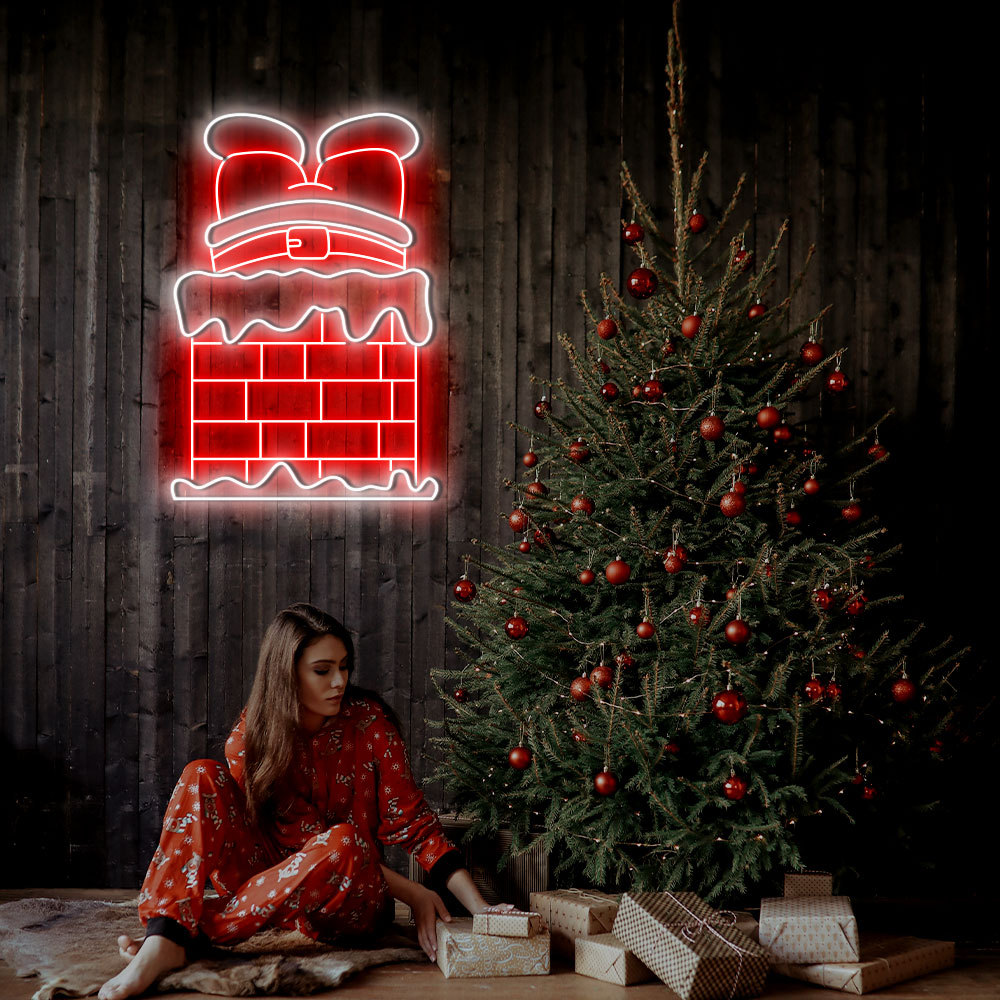 Christmas Santa Chimney Neon Sign