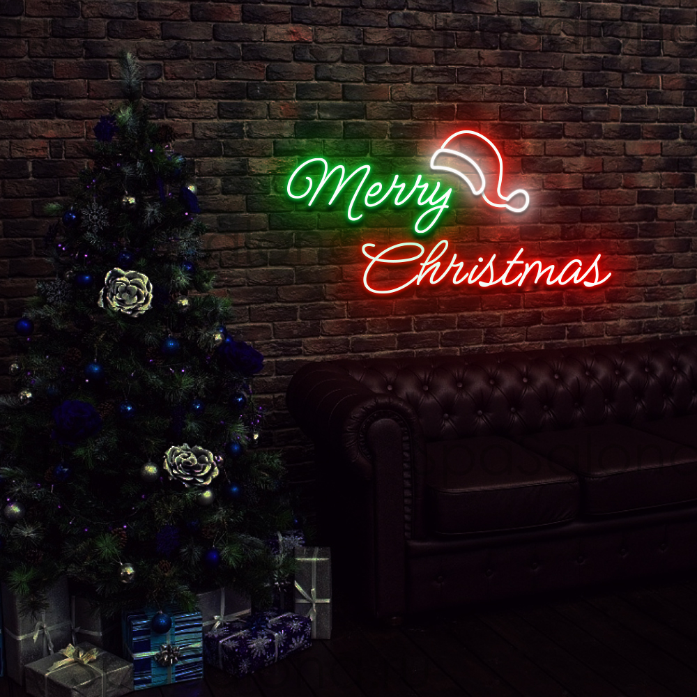 Merry Christmas Hat Neon Sign