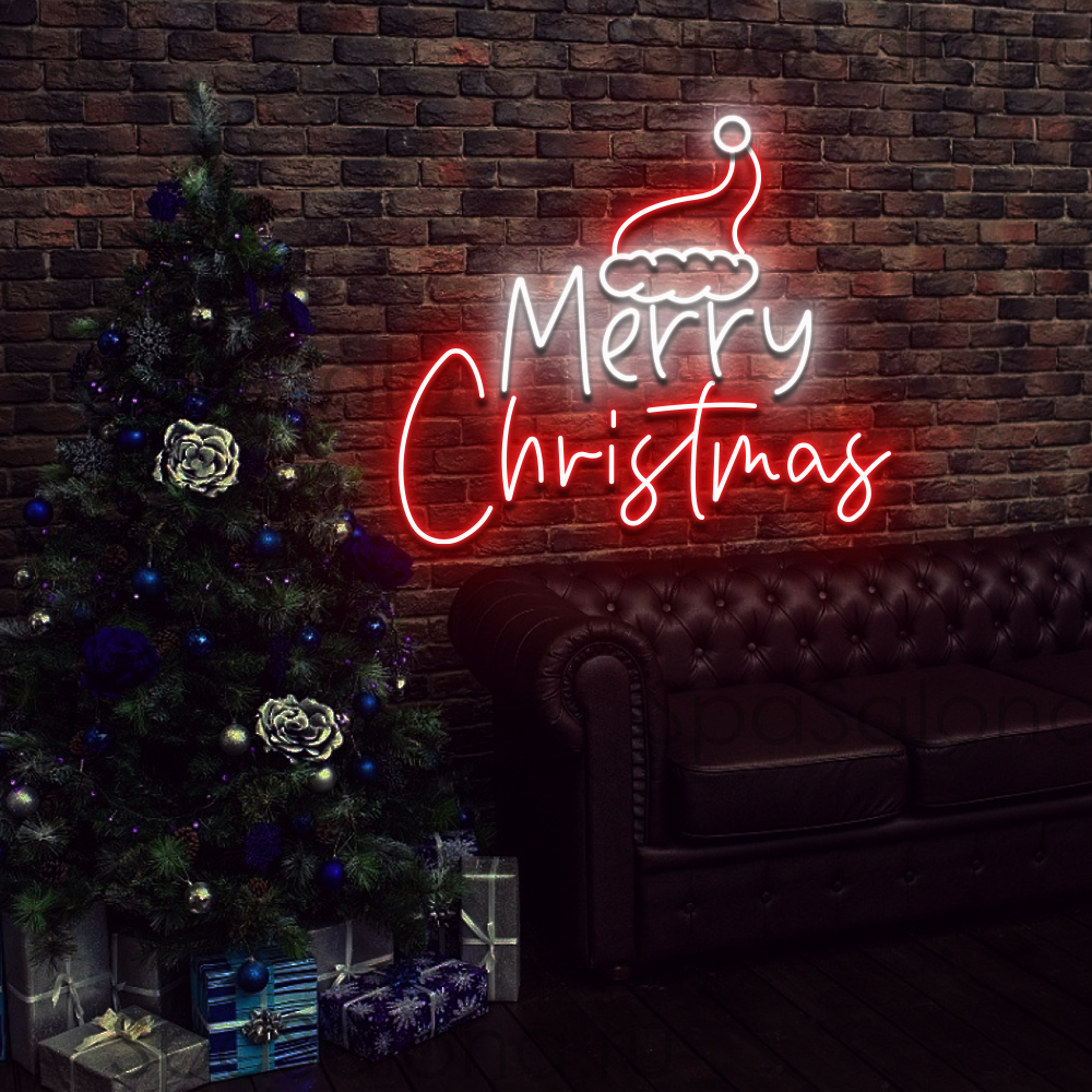 Merry Christmas Hat Neon Sign