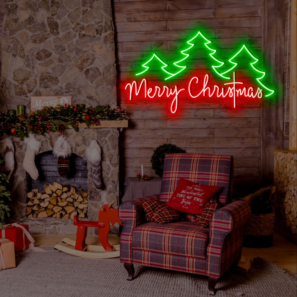 Merry Christmas Pine Neon Sign