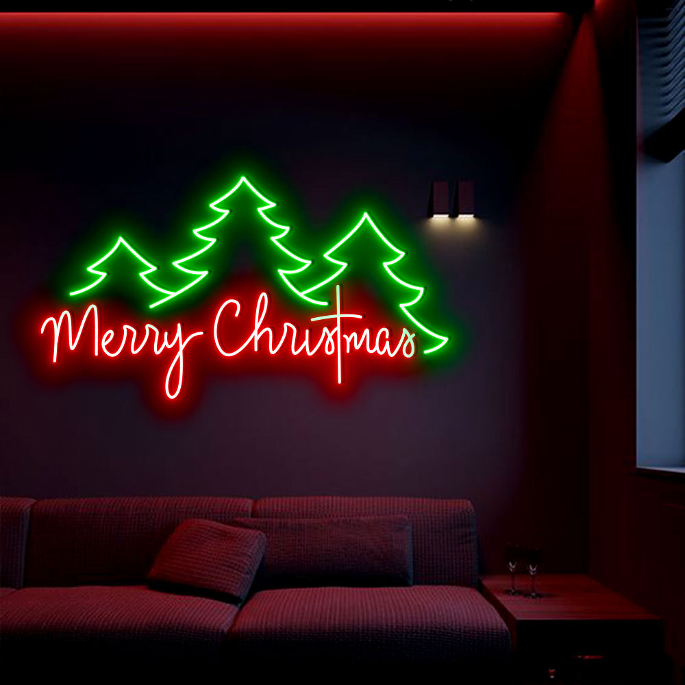 Merry Christmas Pine Neon Sign