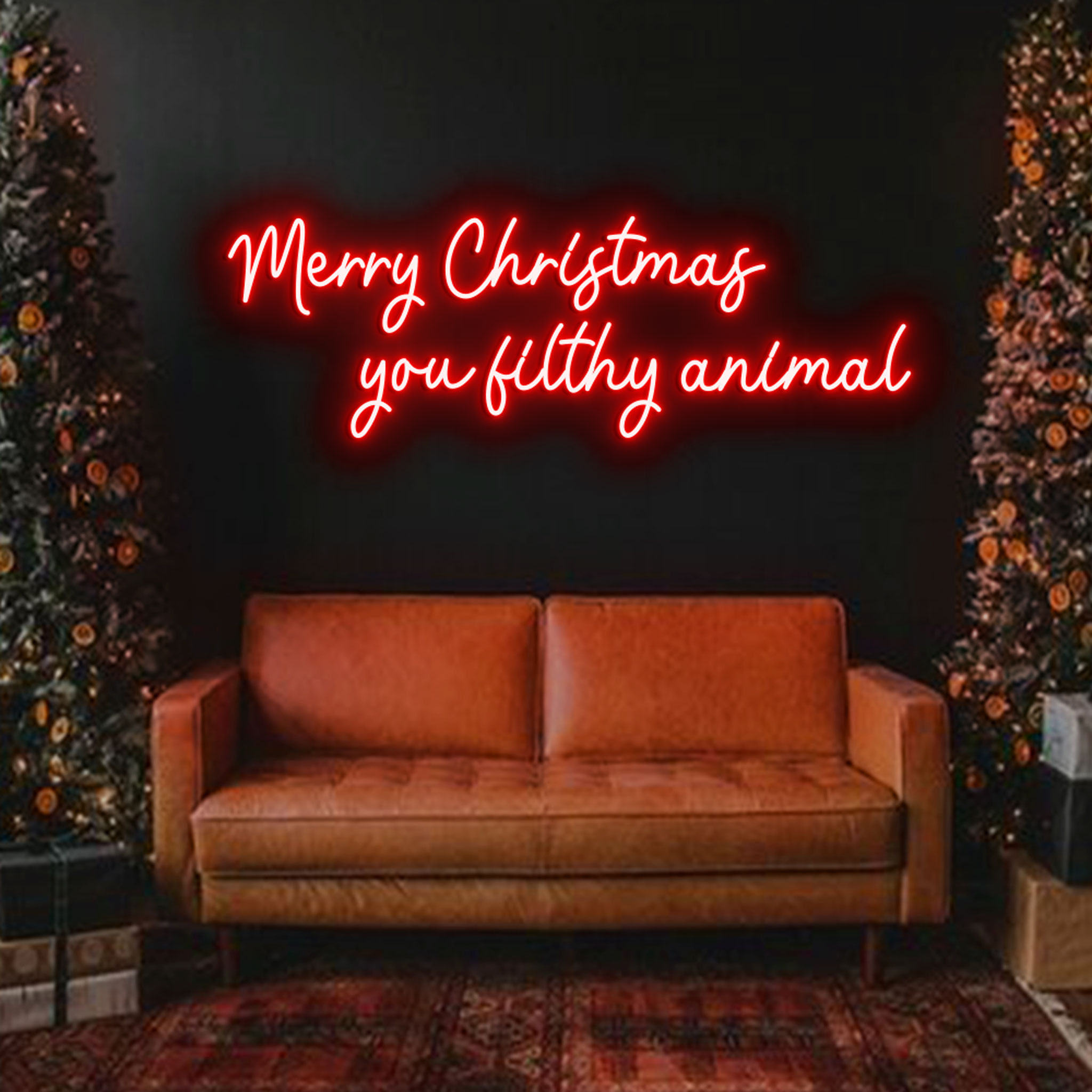 Merry Christmas You Filthy Animal Neon Sign