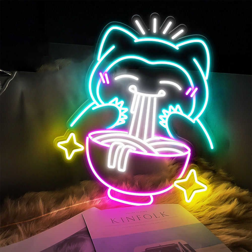Pokemon Snorlax Eat Ramen Neon Led Sign