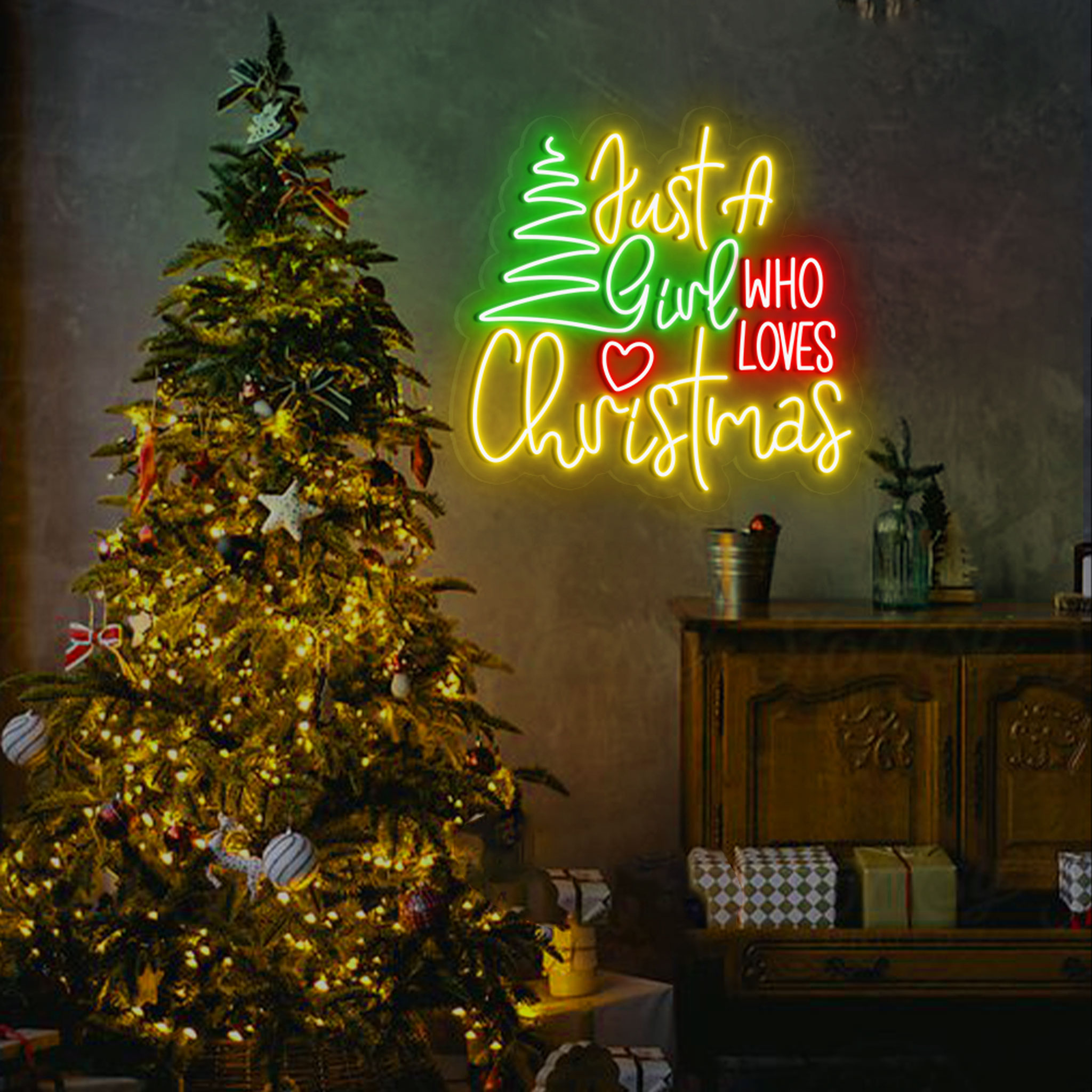 Just A Girl Who Loves Christmas Neon Sign