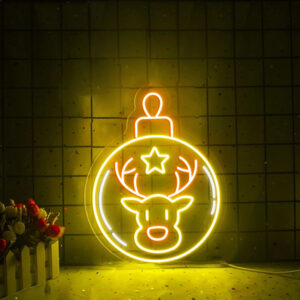 Reindeer Head Bell Neon Sign