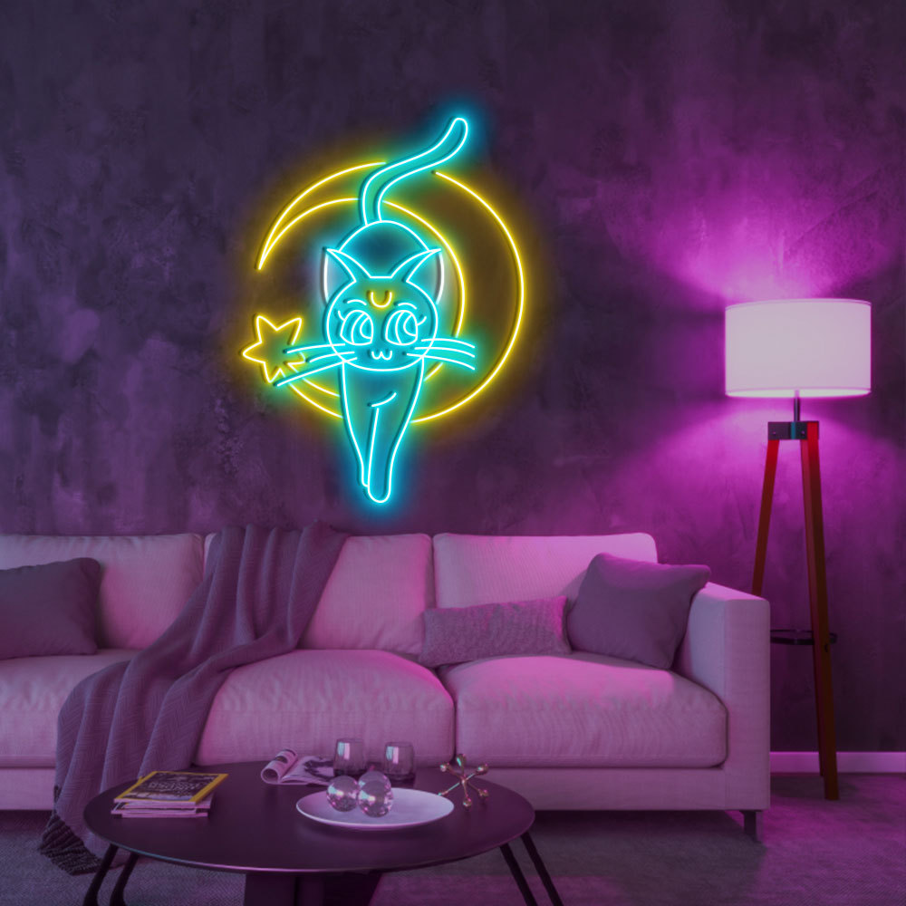 Sailor Moon Luna Cat Neon Sign