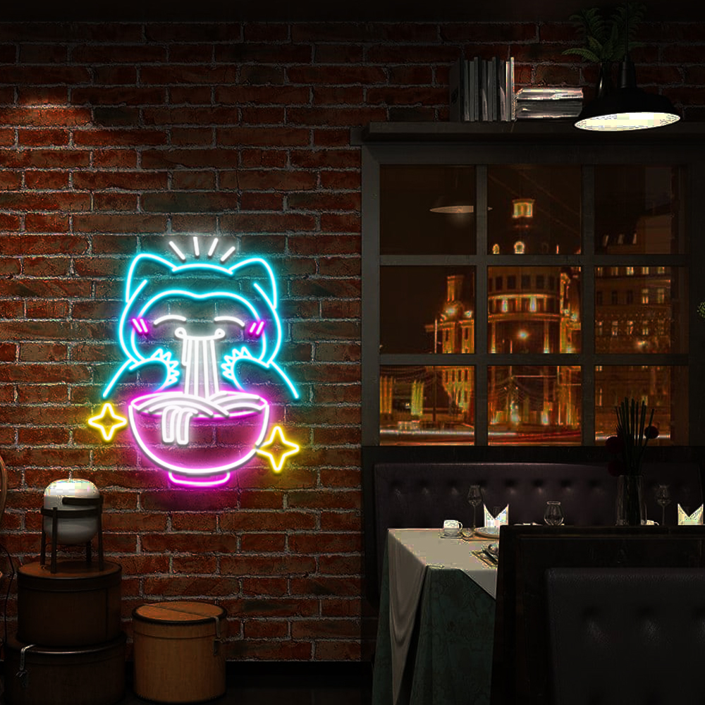 Pokemon Snorlax Eat Ramen Neon Led Sign