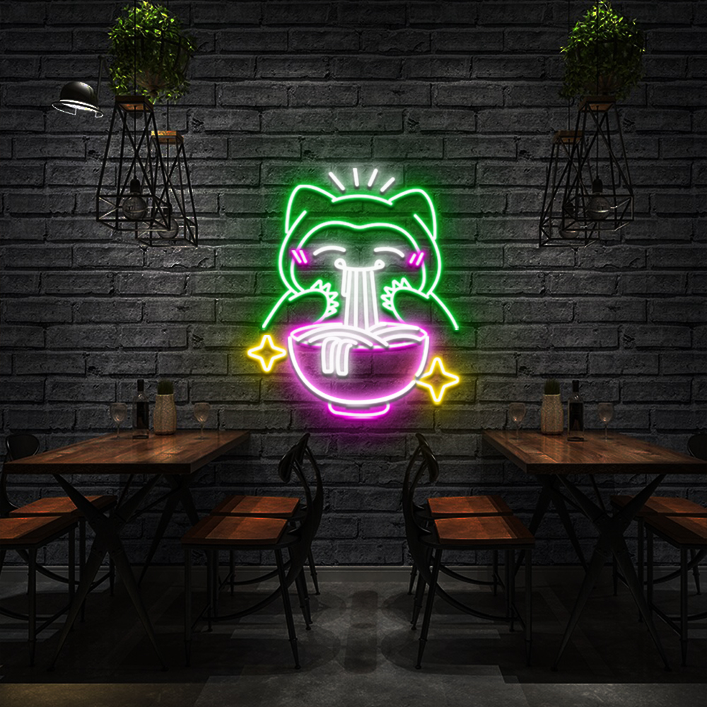 Pokemon Snorlax Eat Ramen Neon Led Sign
