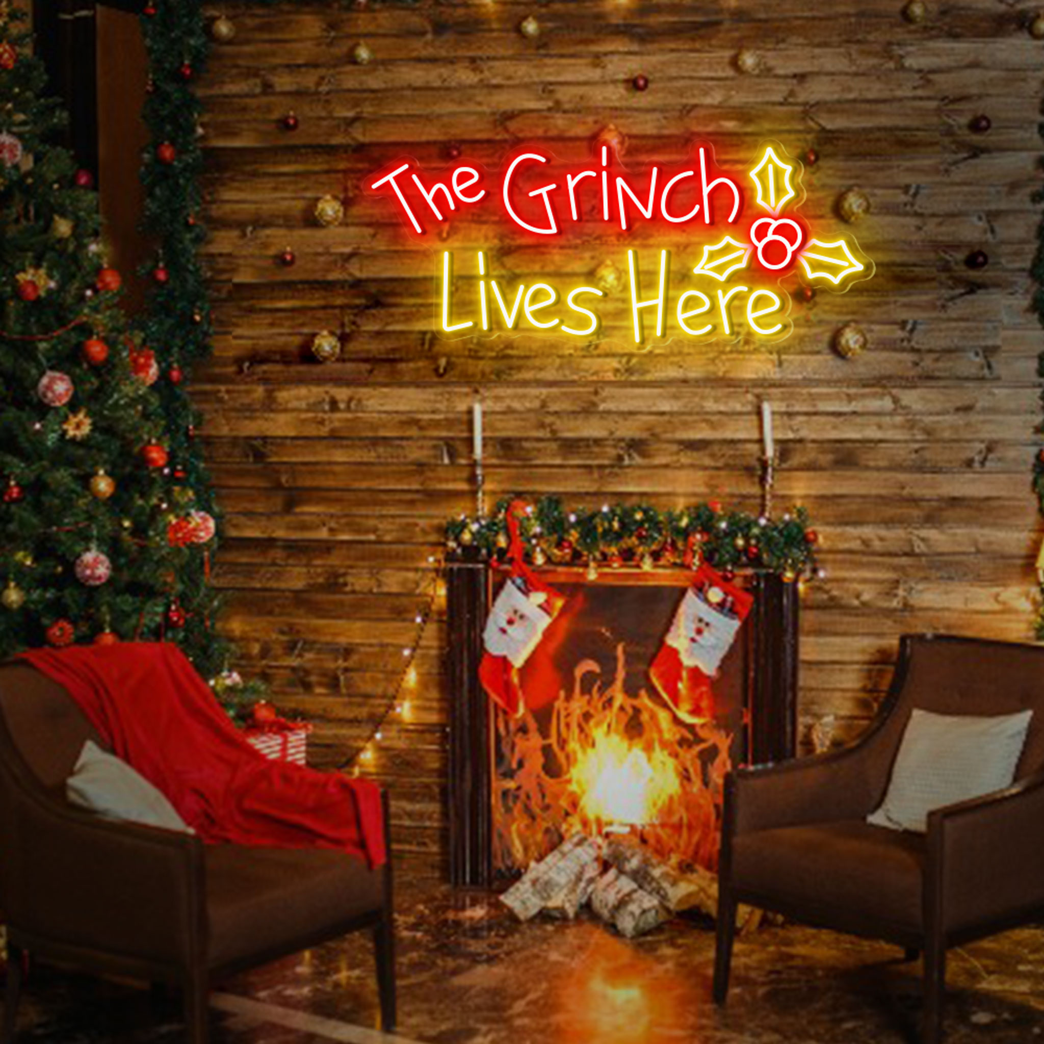 The Grinch Lives Here Neon Sign