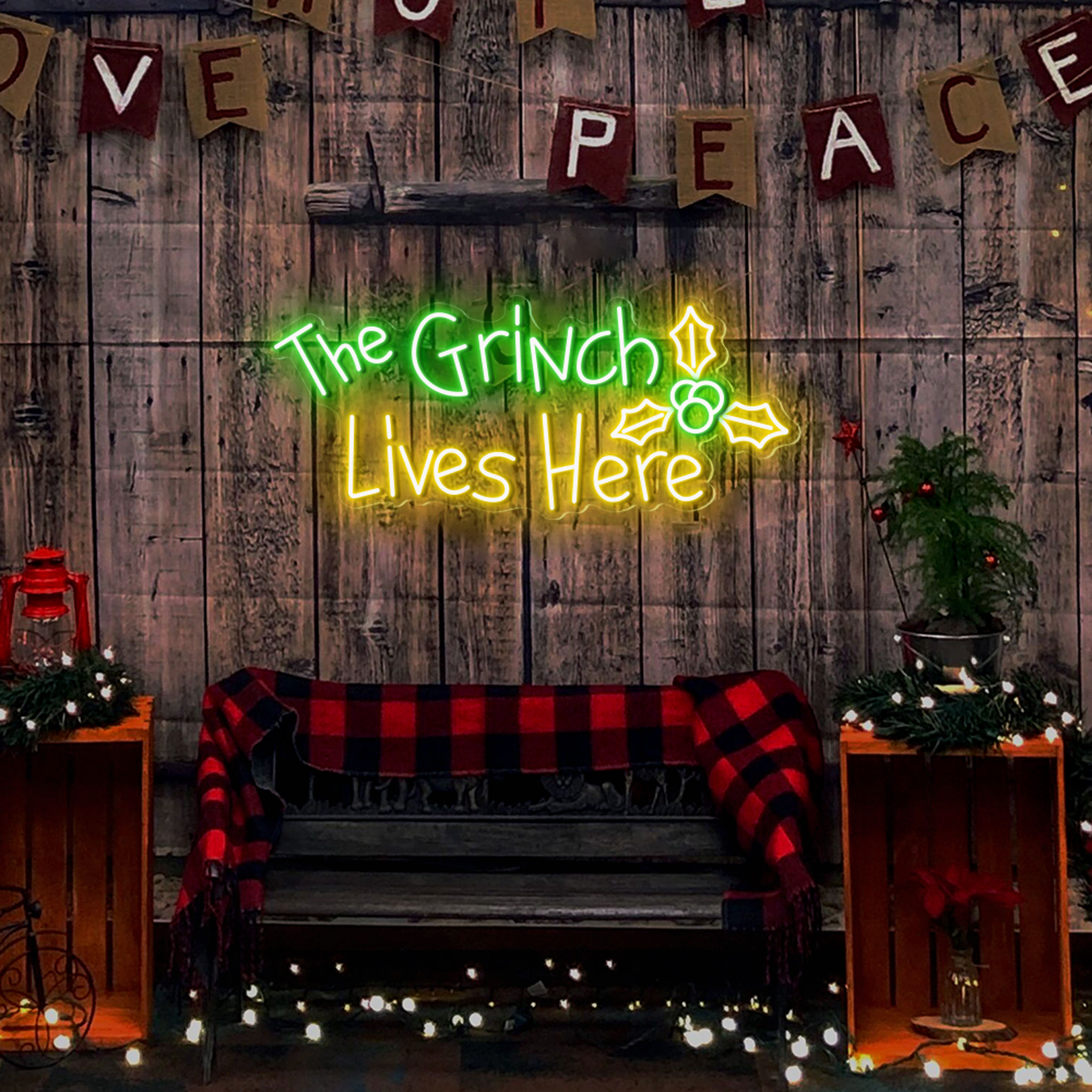 The Grinch Lives Here Neon Sign