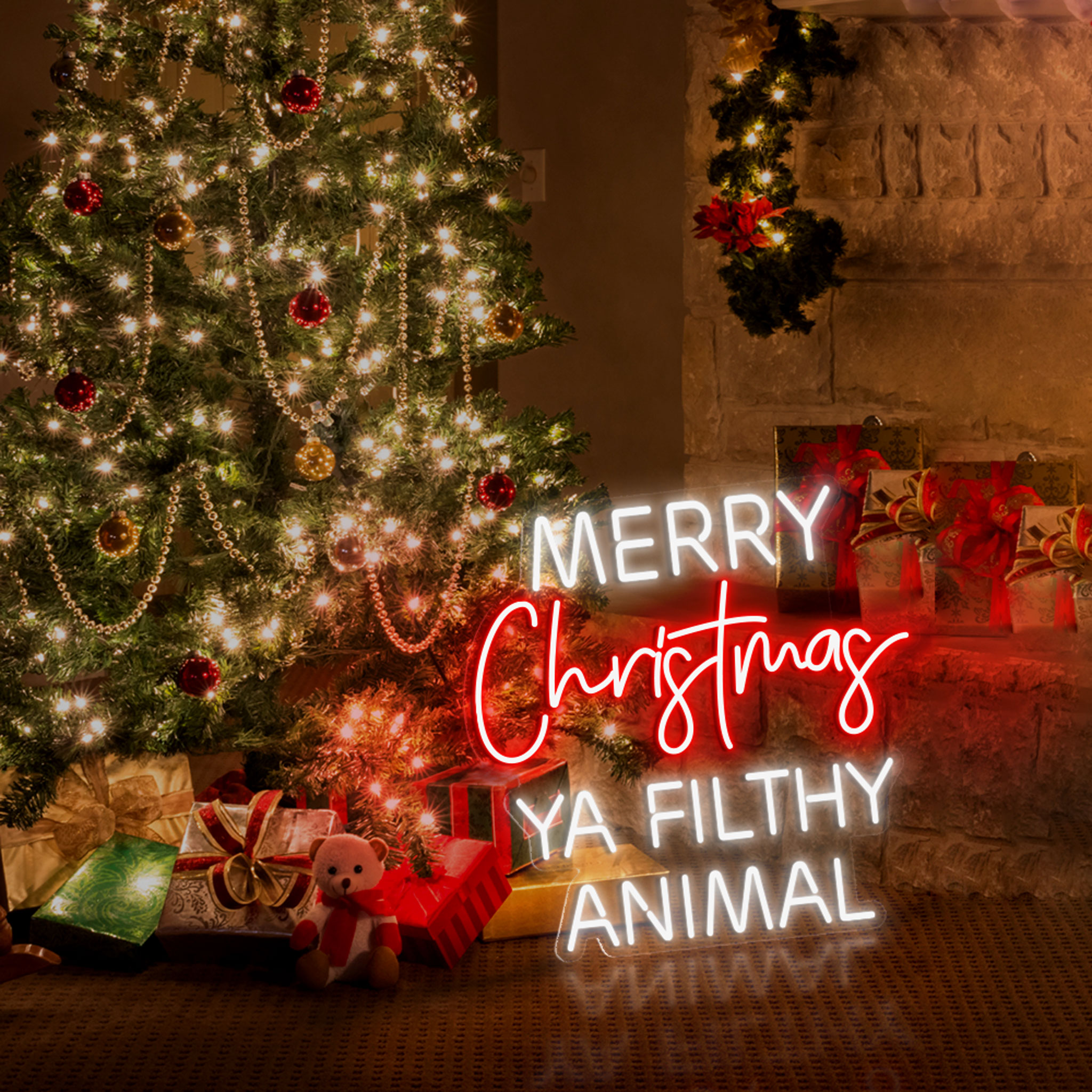 Ya Filthy Animal Merry Christmas Neon Sign