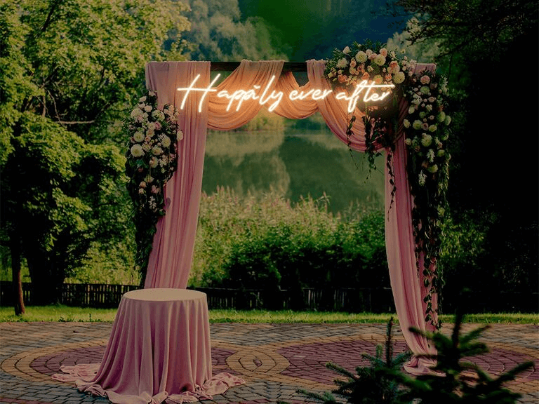 What can I use instead of a wedding arch with neon sign?