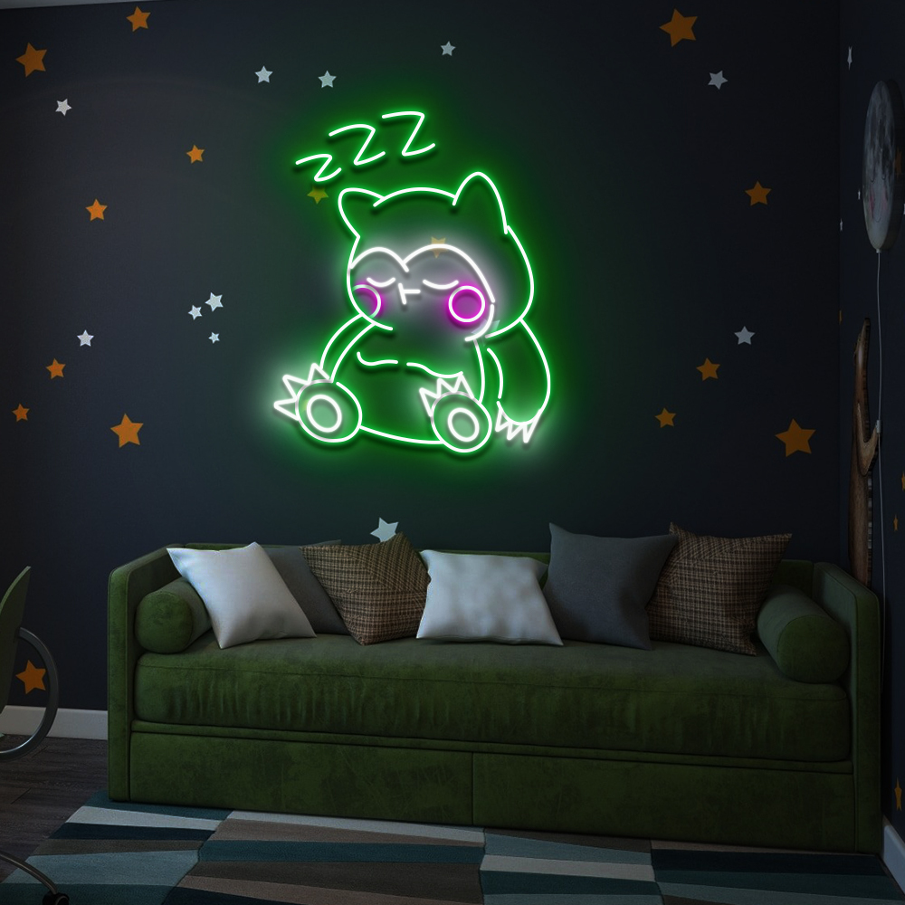 Pokemon Snorlax Sleeping Neon Led Sign