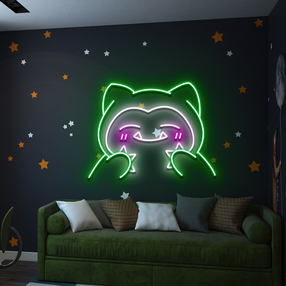 Pokemon Cute Snorlax Neon Led Sign