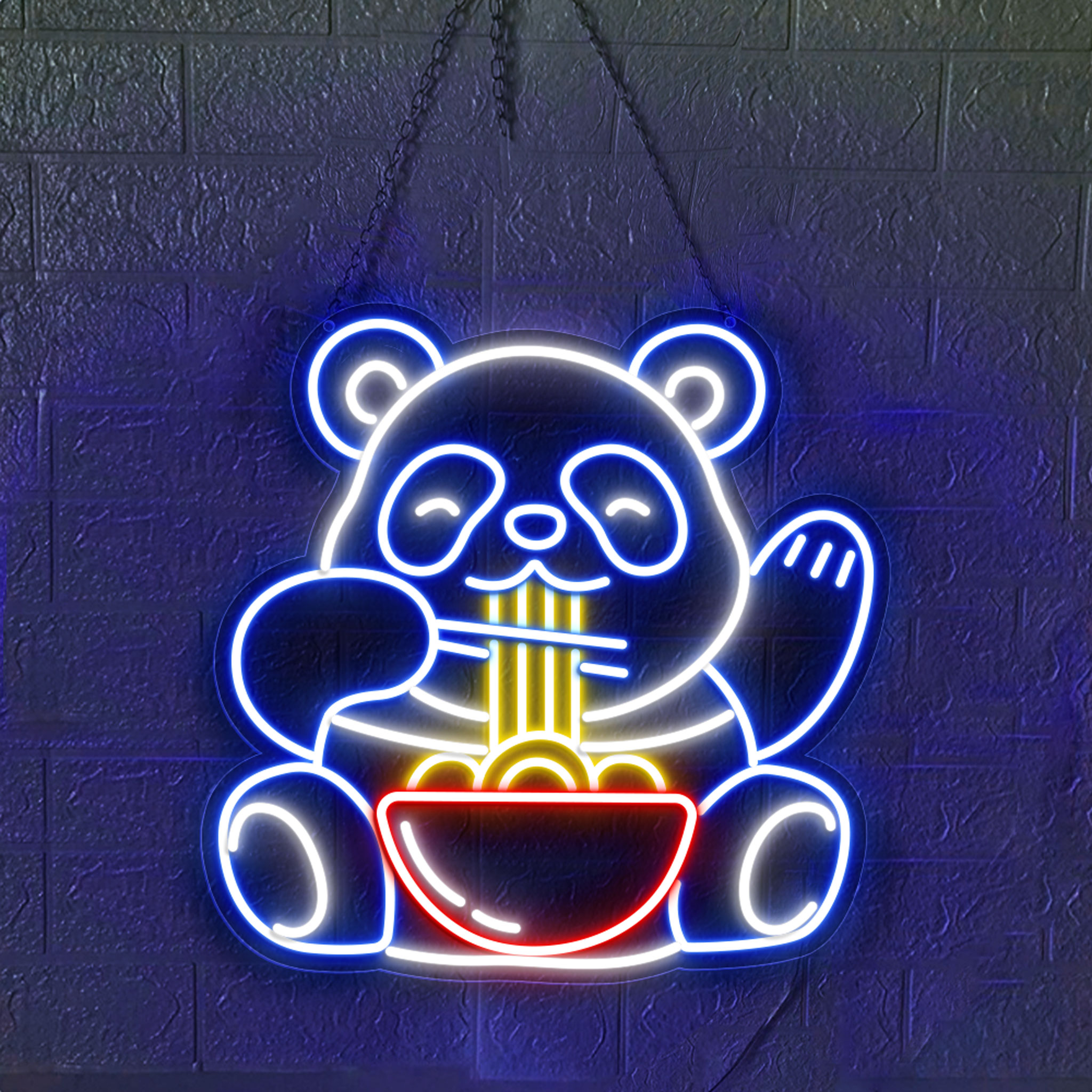 Panda Eating Noodles Neon Sign