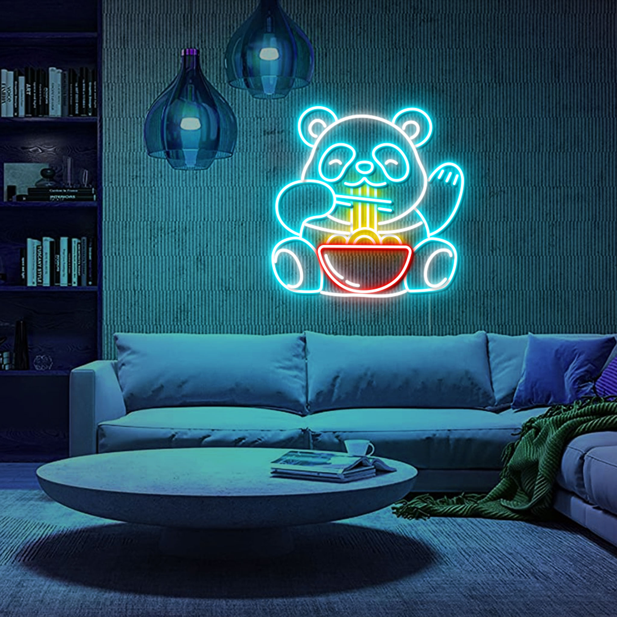 Panda Eating Noodles Neon Sign