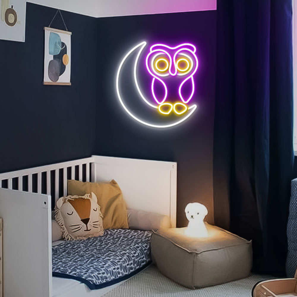 Owl Moon Neon Sign