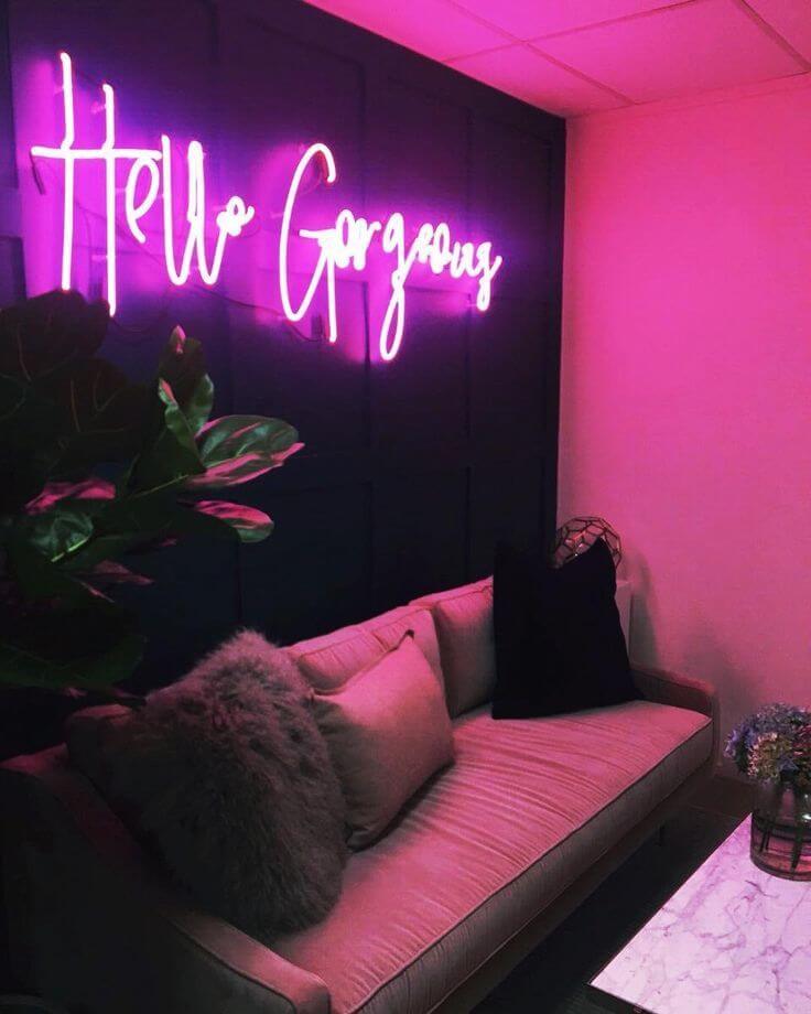 neon signs for living room hello