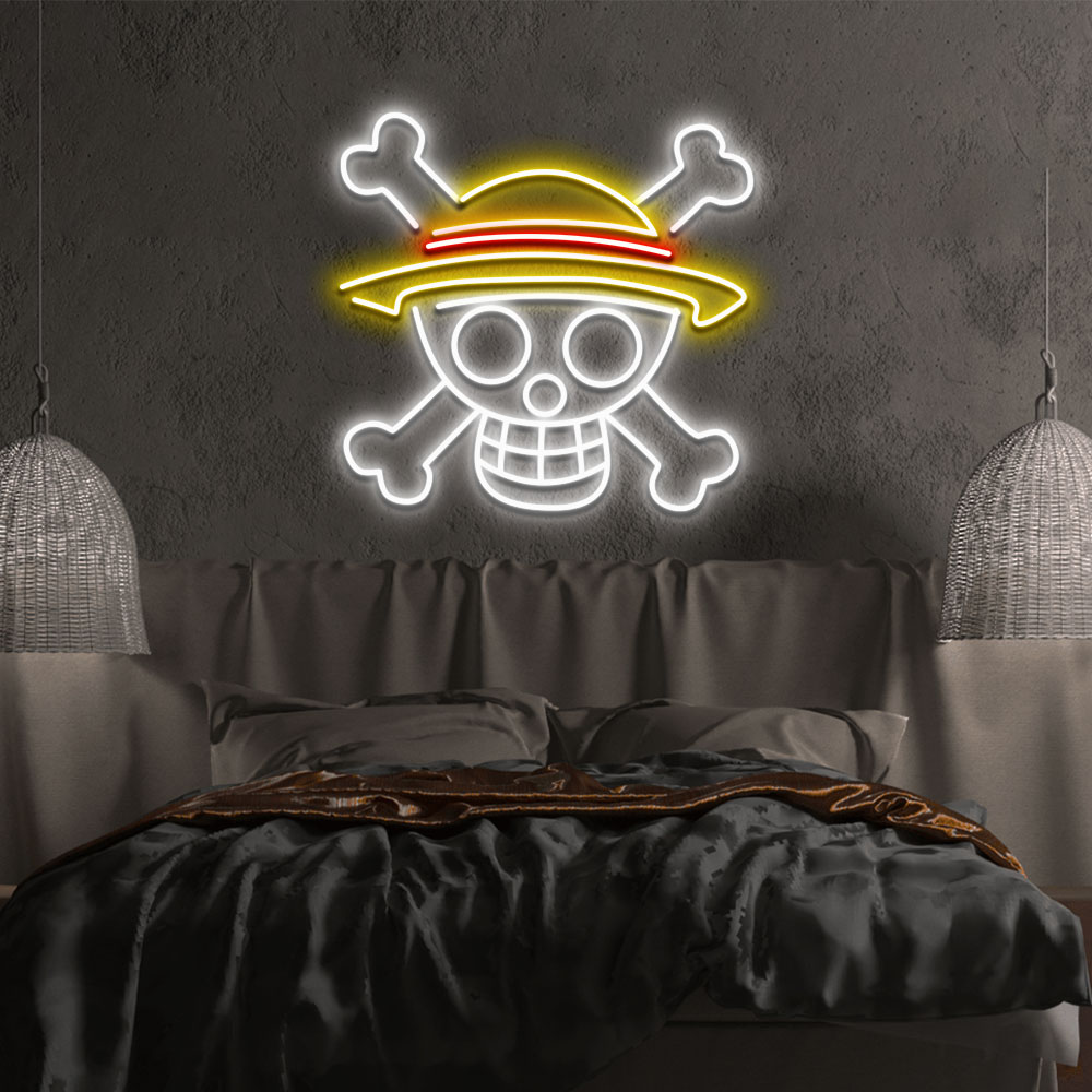 Straw Hat Skull Neon Sign